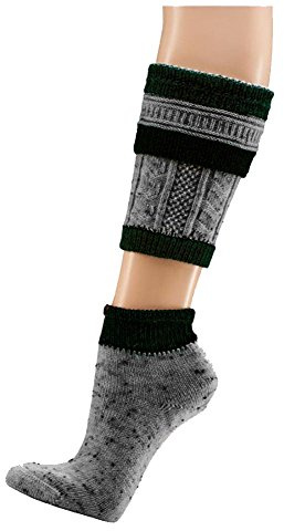 Alpin-Trachten Wadenwärmer Trachtenstrümpfe Trachtensocken Tracht Grau/Grün Loferl (43-46)