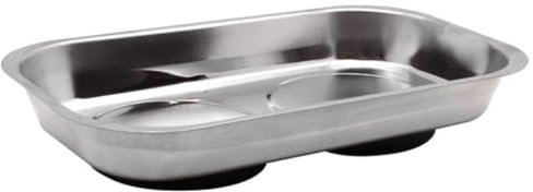 Toolland Vassoio portautensili magnetico, doppio, per contenere utensili, viti, trapani e chiodi, acciaio inossidabile, metallo