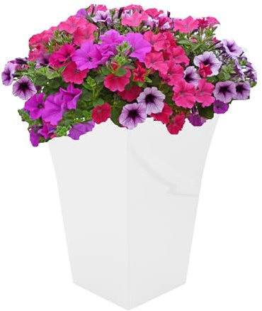 Milano Large White Flared Planter Tall Gloss Plastic Garden Patio Plant Pot 44cm