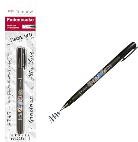 Tombow WS-BS Brush Pen Fudenosuke, weiche Spitze, schreibfarbe schwarz, 1 Stück (1er Pack)