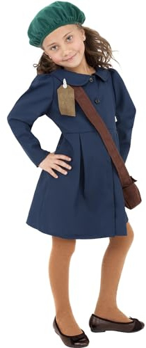 Smiffys World War II Evacuee Girl Costume, Blue Halloween und Karneval