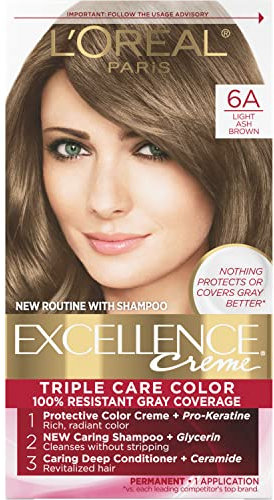 L'Oreal Excellence Creme Pro - Keratine # 6A Light Ash Brown - Cooler 1 Application (Chemische Haarfärbungen)