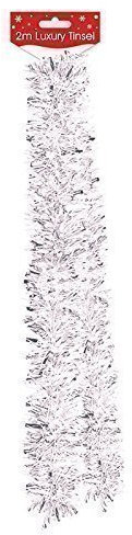 2 m extradickes Lametta, Weihnachtsbaumschmuck – Weiß weiß