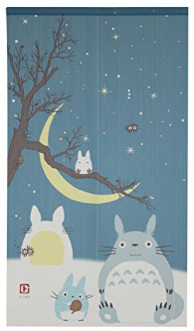 Studio Ghibuli Totoro Noren Vorhang Wandteppich, Winterhimmel und Halbmond