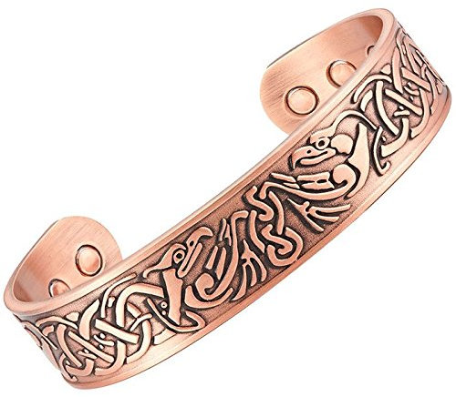Kupferarmband mit 6 Magneten, 3000 g, keltisches Tribal, für Herren und Damen, 16,5 cm