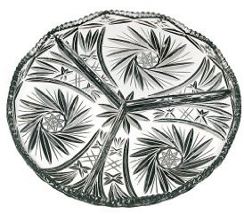Kabarett Konfektplatte Knabberteller Marina D 32 cm Handgeschliffen Transparent Kristall
