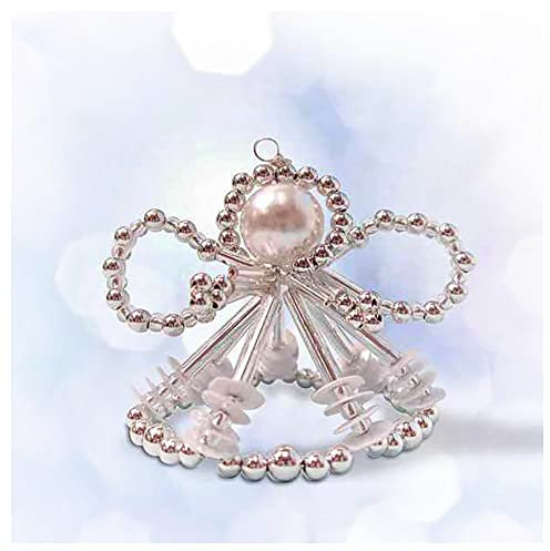 PRACHT Perlenengel Bastel-Set Arielle 7cm Perlenbastel-Set Höhe 7 cm Weihnachten Engel Basteln DIY Set Schmuck Deko Geschenkidee Kreativset Silber/Weiß