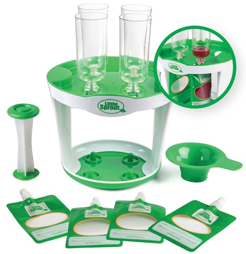 Baby Food Maker For Infants & Toddlers (11 Piece Set)- Make 4 6oz Food Squeeze Purees at Once w/ Fill Station, Pouches, Funnel, Tubes & Plunger- Dishwasher Safe & BPA Free for Homemade Semi-Solid Food