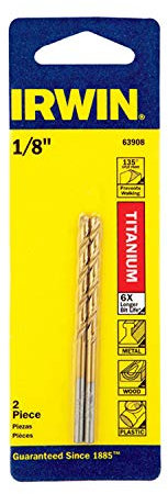 Irwin 63908 1/8 Titanium Nitride Coated High Speed Steel Drill Bit