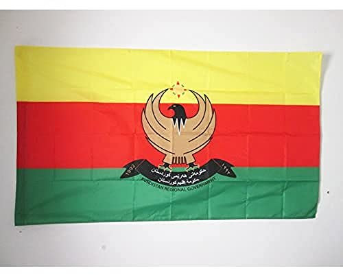 AZ FLAG Bandiera Kurdistan Occidentale con Stemma 150x90cm - Bandiera CURDISTAN 90 x 150 cm Foro per Asta