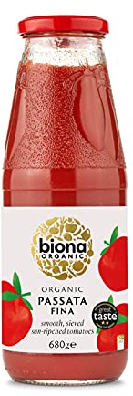 Biona Organic Passata Fina, 680g | 100% Organic Sieved Tomatoes, Smooth Texture, Ideal Base for Pasta Sauces and Soups, Vegan