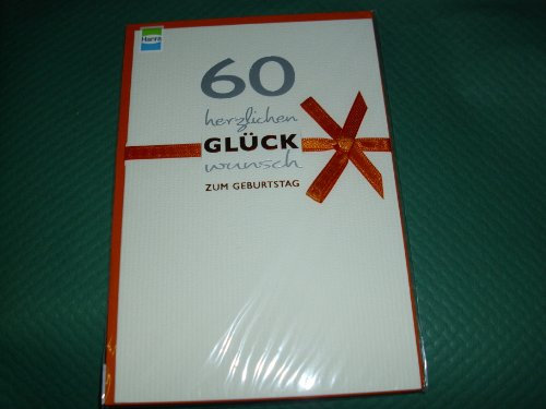 Geburtstagskarte Glückwunschkarte Grusskarte Geschenkskarte Geschenkkarte60 Zum Geburtstag herzlichen Glückwunsch Karte mit Umschlag und Satinschleifchen (orange) = 1 Stück