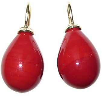 Tote Glas-Ohrringe Ohr-Hänger Tropfen-Ohrringe Bügel Sterling-Silber vergoldet festlich Geschenk Weihnachten Handarbeit Designer Heide Heinzendorff