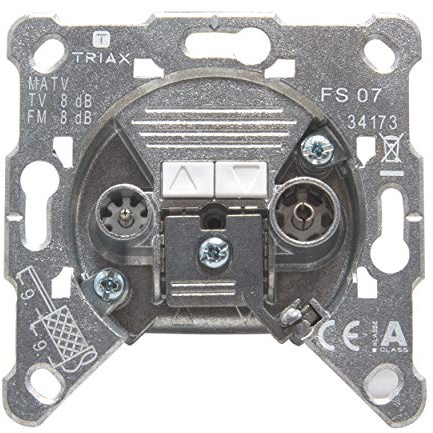 Triax FS 07 2-Fach BK-Durchgangsdose (8dB, TV 5-68MHz/118-1000MHz, RF 87,5-108MHz)