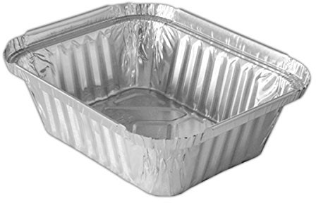 NORD-PACK 100 St. Aluschale mit Deckel | 450ml. | Grillschale | Alubehälter | Aluminiumschale | Tropfschale | Alu Menüschale | R28L (450B)