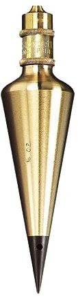 Starrett Solid Brass Plumb Bob with Replaceable, Hardened Steels and 10' Nylon Cord for Layout Work, Construction and Surveying - 16oz. Weight - PBB-16