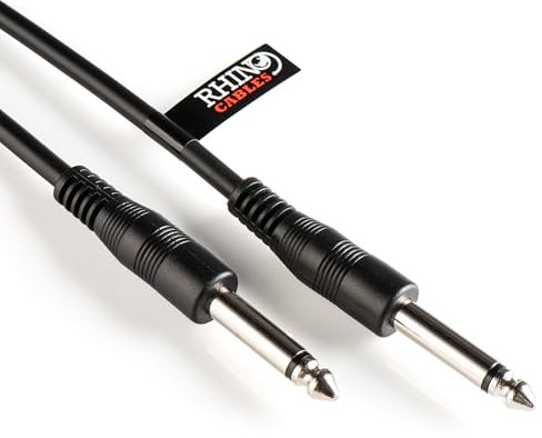 rhinocables 6.35mm Mono & TRS Jack Stereo Cable|Male to Male Connectors | Multi Instrument Compatibility for Guitar, Bass, Keyboard, Amp & Mixing | Premium Sound Quality Performance (10m)