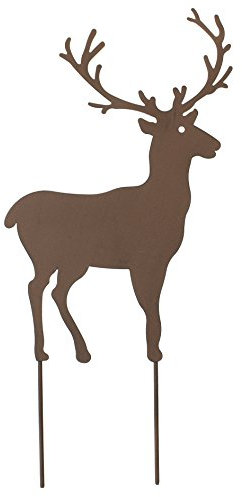 FRANK FLECHTWAREN Gartendeko, Gartenstecker Hirsch, Rostdeko, Tierische Gartendeko, Deko für den Garten, 24 x 40 cm