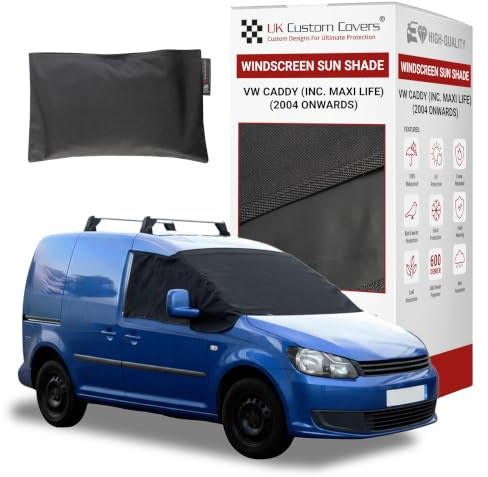 To Fit VW Caddy Windscreen Cover 2004 On – Sun Shade & Frost Protector | Summer UV Protection, Blackout for Privacy, Breathable & Waterproof Fabric, Easy to Fit VW Caddy Accessories, Black