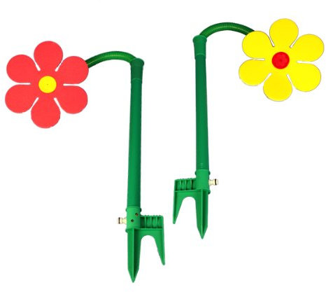 2 Funflower Sprinklerblumen Rasensprenger rot und gelb