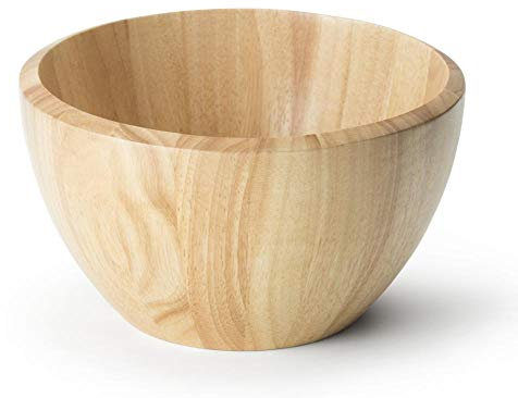Continenta Salatschüssel aus Gummibaumholz, Holzschüssel, Holzschale, Obstschale, Größe: Ø 25 x 14,5 cm, aus Gummibaum