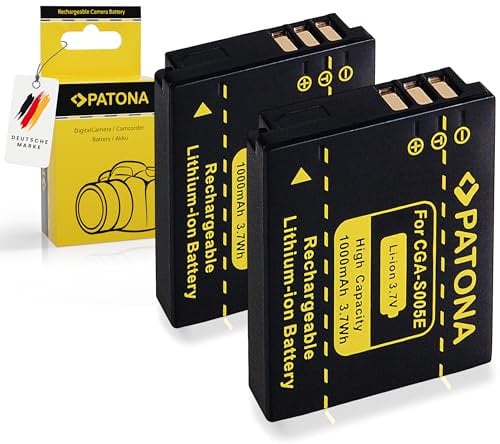 PATONA 2X CGA-S005 Akku 1000mAh Ersatzakku kompatibel mit Panasonic Lumix DMC-FC01 FX50 FX100 LX3 LX9 Leica DLUX 2 Pentax MX-1 S005 DMW-BCC12 BP-DC4 Fujifilm NP-70 FinePix F20 F40 Ricoh Caplio DB-60