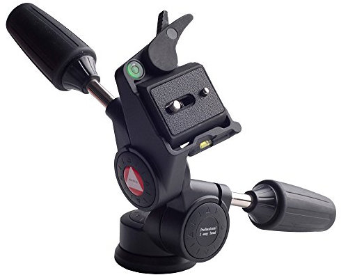 kingjoy kh-6730 Professional 3 Way Pan und Tilt Kopf mit 1/4-Zoll Gewinde Schnellwechselplatte