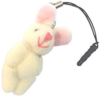 Miniblings Hase Häschen Kaninchen Handyanhänger Osterhase Plüsch weiß Ostern- Handmade Modeschmuck I Anhänger Handyschmuck Schlüsselanhänger