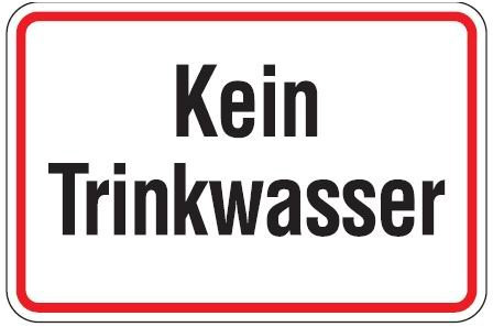 Buddel Bini Qualitäts - Aluminium Schild Kein Trinkwasser 100x150 mm geprägtes Aluschild 0,6 mm Alu