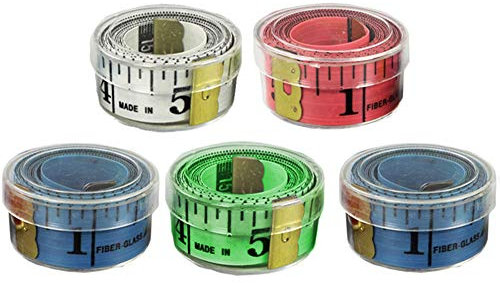 com-four® 10x Maßband in tollen Farben zum Basteln, Schneidern oder für die Baustelle - Maße in cm und Inch - Zentimetermaß zur Vermessung [Auswahl variiert] (05 Stück - bunt)