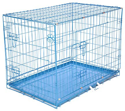 Cozy Pet Blue Dog Cage 36 Metal Tray Folding Puppy Crate 92cm Long Cat Carrier Dog Crate DC36BL.