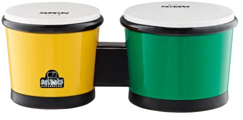 Nino Percussion Molded ABS Bongo - Musikinstrument für Kinder ab 4 Jahren - 2 Handtrommeln - ABS Kunststoff, Grün und Gelb (NINO19G/Y)