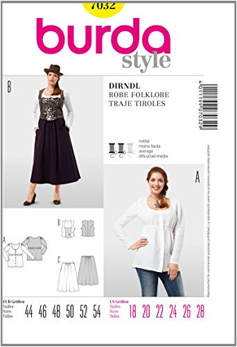 Burda Schnittmuster Dirndl ? Trachtenrock ? Mieder ? Folklorebluse Gr. 44-54