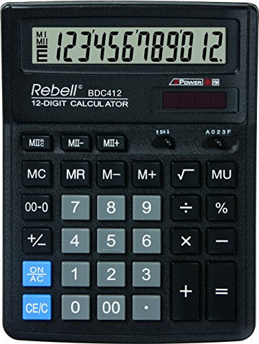 Rebell RE-BDC412 Tischrechner BDC412, 12-stelligem und angewinkeltem Display, schwarz