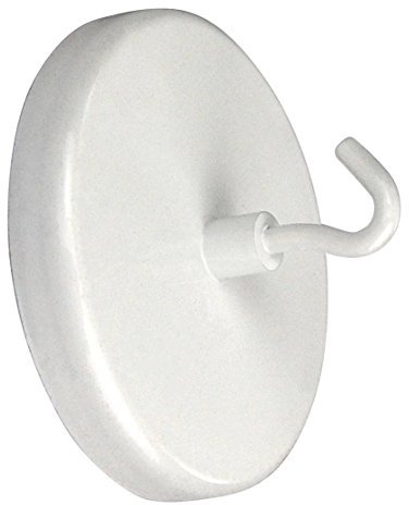 Magnethaken weiß lackiert, bis 24 kg, Durchmesser 63 mm, Hakenmagnet, Rundmagnet
