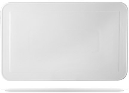 HOTELWARE Rayures Plat rectangulaire, 37 x 23 cm, Porcelaine, Blanc