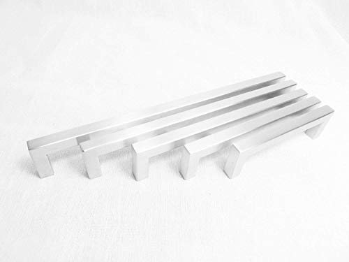 Möbelgriff Küche Schrankgriff Edelstahl Stangengriff eckig - GE10 | Türgriff Schranktür | Edelstahl matt gebürstet | Bohrabstand 192 mm | Profil 10 x 10 mm | 1 Stück - Schubladengriff mit Schrauben