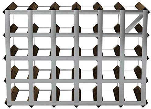Classic 30 (6x4) Bottle Dark Oak Stained Wood and galvanised Metal Wine Rack Ready Assembled