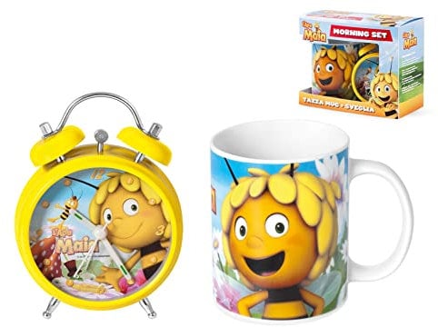 Home Disney Ape Maia Sveglia con Tazza, Porcellana/Plastica, Multicolore, 2 Pezzi