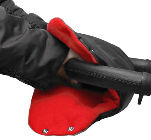 Baby-Joy Muff Handwärmer Handschutz Kinderwagenhandschuh Schlittenhandschuh MU-03 schwarz-rot