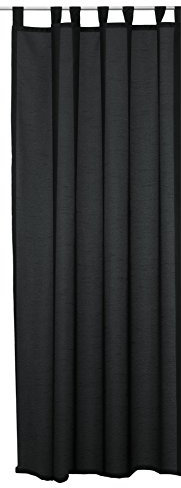 Haus und Deko Schlaufenschal 140 x 245 cm Schwarz Seidenglanz Gardinen halbtransparent Vorhang Übergardine Schlaufen Vorhänge Gardine Wohnzimmer Schlafzimmer Kinderzimmer