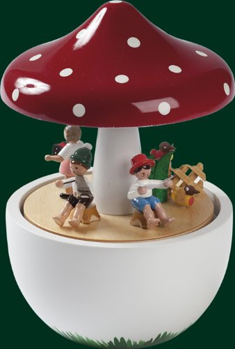 Rudolphs Schatzkiste Spieldose Kinderkonzert unterm Pilz Höhe= 17cm NEU Spieluhr Spielwerk Musik Dose Figur Seiffen Erzgebirge Holz Dekoration Weihnachten
