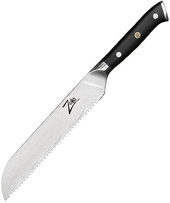 Zelite® Brotmesser, 20,3 cm Damastmesser, Scharfes Küchenmesser, Japanisches Messer für Zuhause & Gastro, Profi-Messer Scharf, Damast Kochmesser für Küche, Damaszener Messer mit Nahtloser Verarbeitung