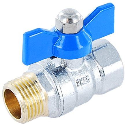 Genebre Messing Kugelhahn mit blauem Flügelgriff - Aussengewinde/Innengewinde - voller Durchgang - PN 25-1