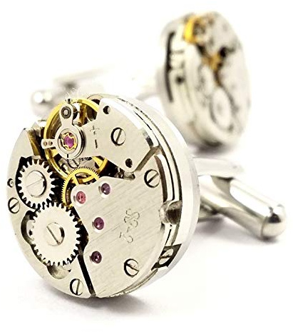 LBFEEL Cool Steampunk Cufflinks Watch Movement Cufflinks for Mens Shirt with a Gift Box