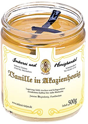 Vanille in Honig 500g – Akazienhonig mit Bourbon-Vanilleschote (von Imkerei Nordheide)