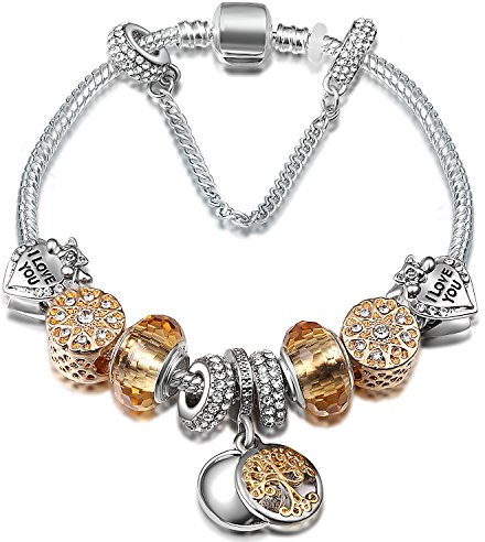 A TE® Bracciale Charms Marrone Cristalli placcato in oro Regalo Festa SKU:JW-B78