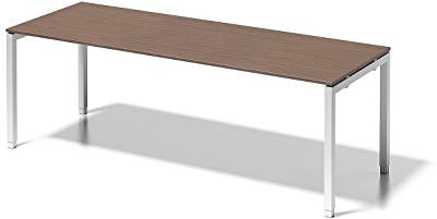 BISLEY Cito Schreibtisch, 650-850 mm höheneinstellbares U-Gestell, Metall, Wn396 Dekor Nußbaum, Gestell Verkehrsweiß, 80 x 220 x 85 cm