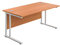Office Hippo Heavy Duty Rectangular Cantilever Office Desk, Home Office Desk, Office Table, Integrated Cable Ports, PC Desk For Office or Home, 5 Yr Wty - White Frame/Beech Top, 140cm x 80cm