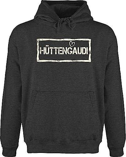 Hoodie Herren Pullover Männer - Skiurlaub Apres Ski - Hüttengaudi Used Look - XL - Anthrazit meliert - Geschenk après Party apre Fahren Mottoparty skioutfit pullis Skifahren Geschenke Hoodies